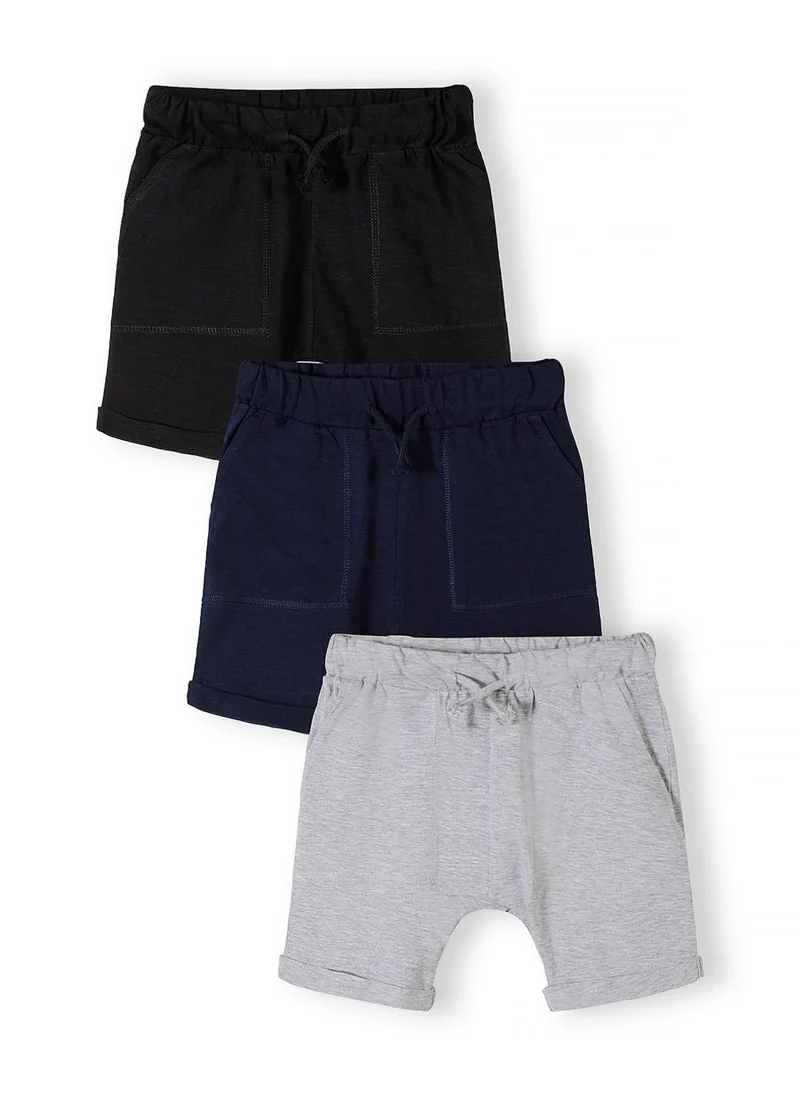 مينوتي Boys 3-pack cotton slub jersey shorts navy grey black for 3m-7y